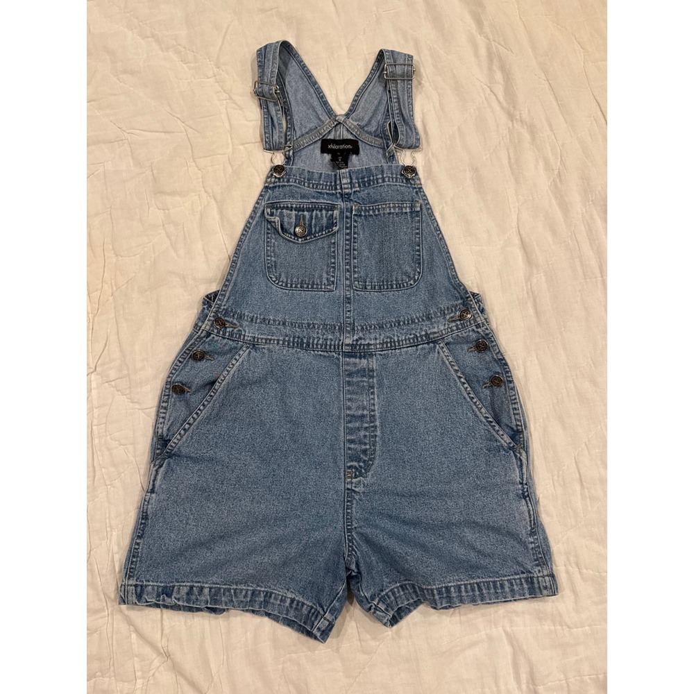 Xhilaration‎ Womens Small Denim Shortalls Light Wash Blue Cotton Overalls Short